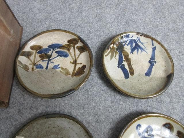 清水六兵衛乾山写し絵変り皿5枚共箱 [B28659]
