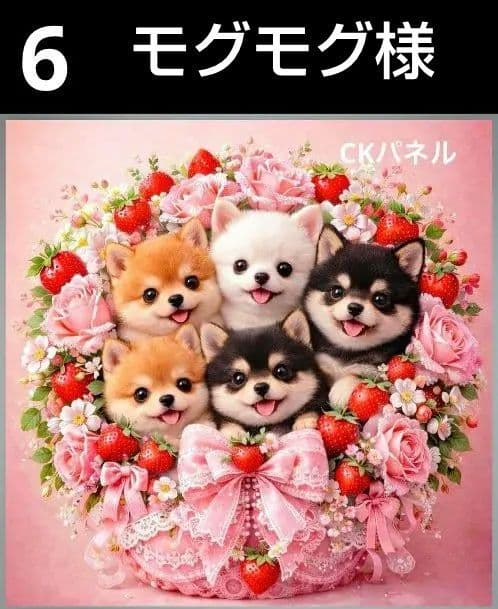 オーダーページ　ハンカチ131 花ブーケわんこ柄　ハンドメイド2/15