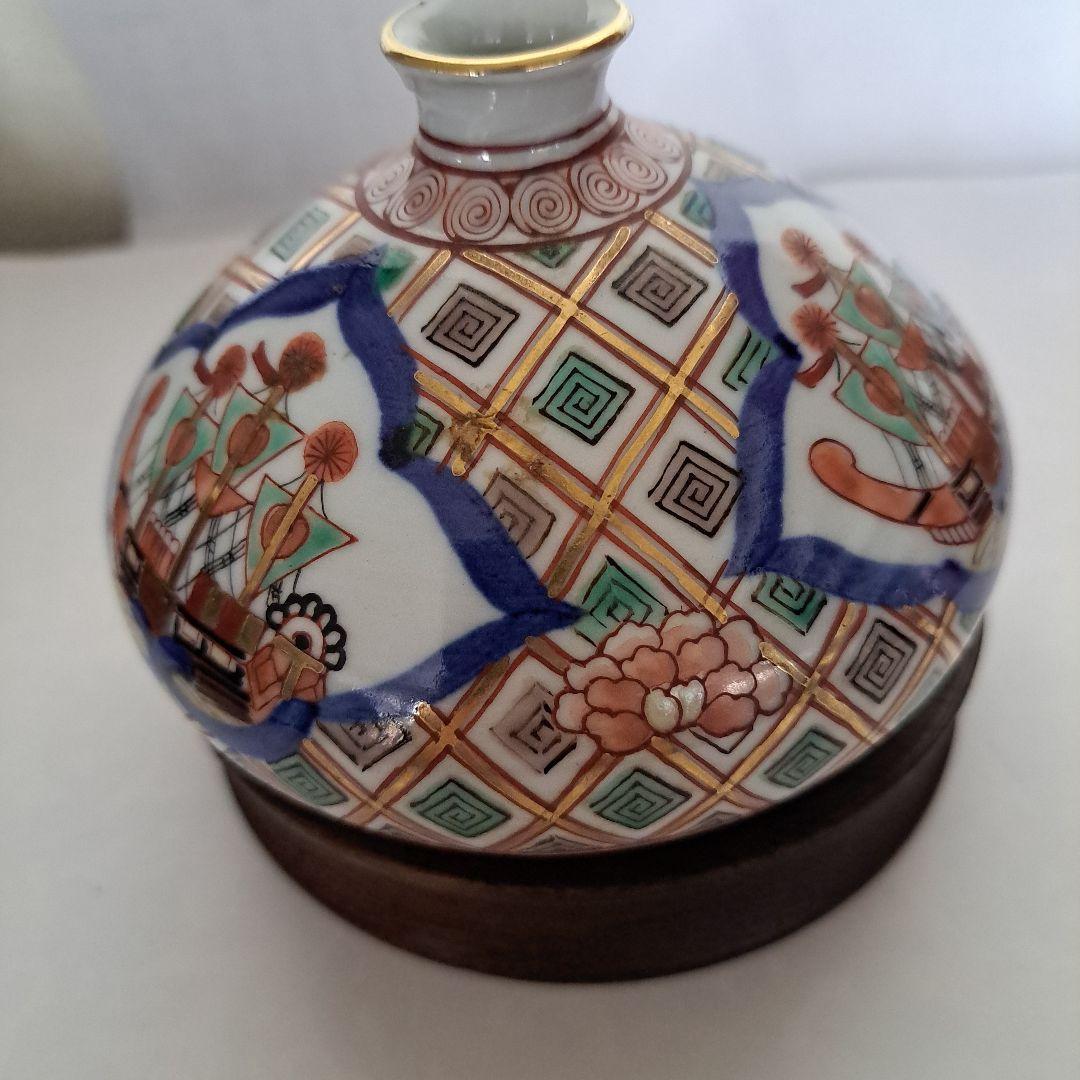 江戸中期　油壺　極上品　大型　オランダ古船　金彩赤絵　大明盛化年