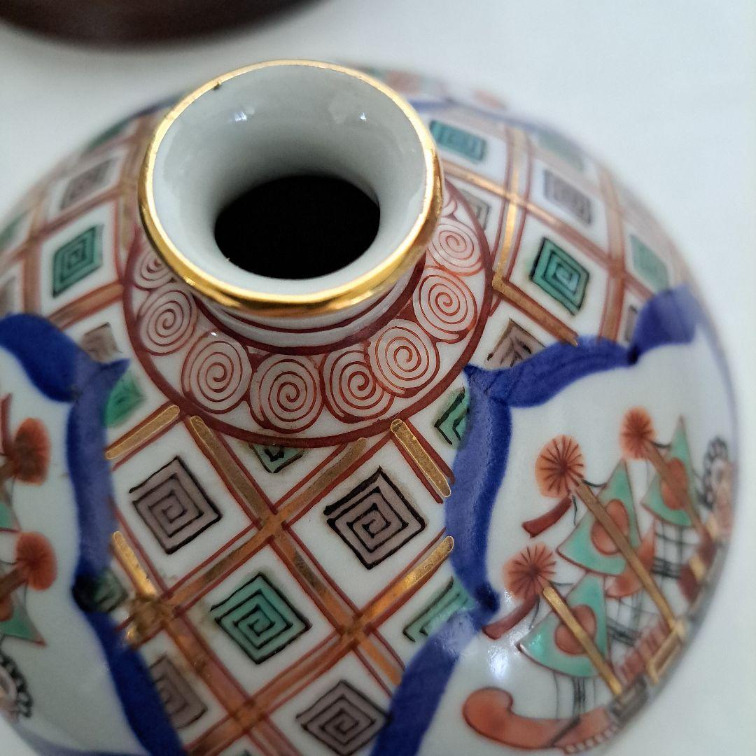 江戸中期　油壺　極上品　大型　オランダ古船　金彩赤絵　大明盛化年