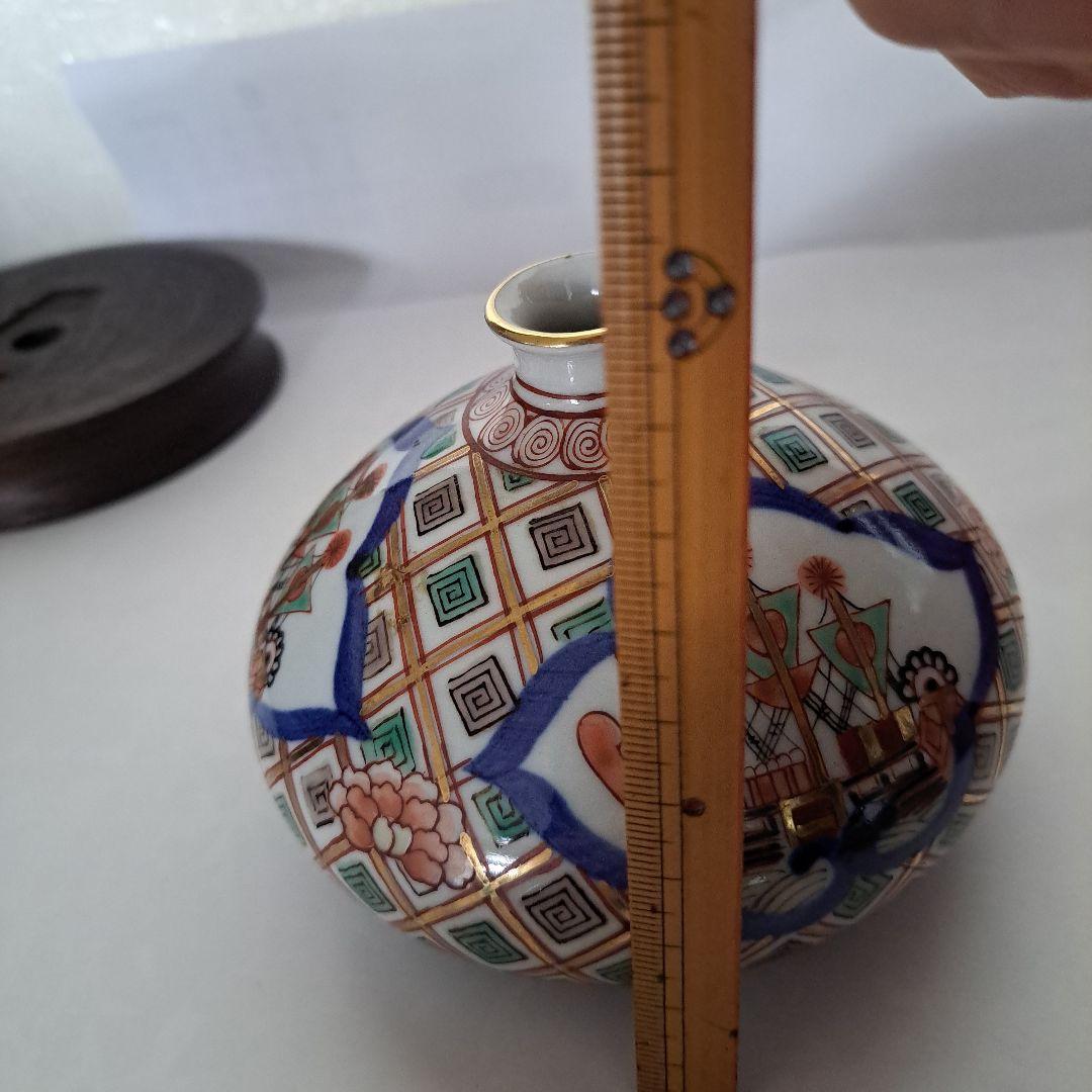 江戸中期　油壺　極上品　大型　オランダ古船　金彩赤絵　大明盛化年