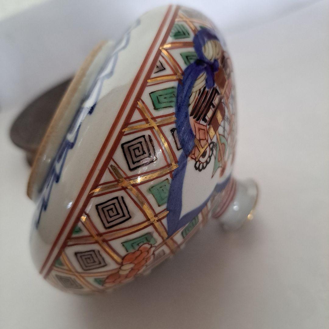 江戸中期　油壺　極上品　大型　オランダ古船　金彩赤絵　大明盛化年