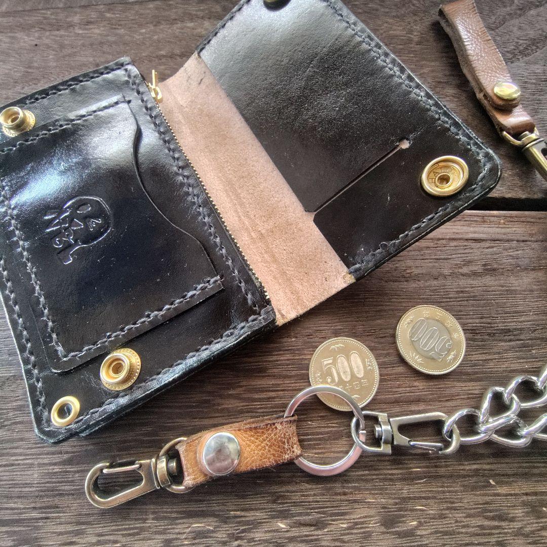 ミドルサイズ トラッカーウォレット 手染め イナズマスパーク！