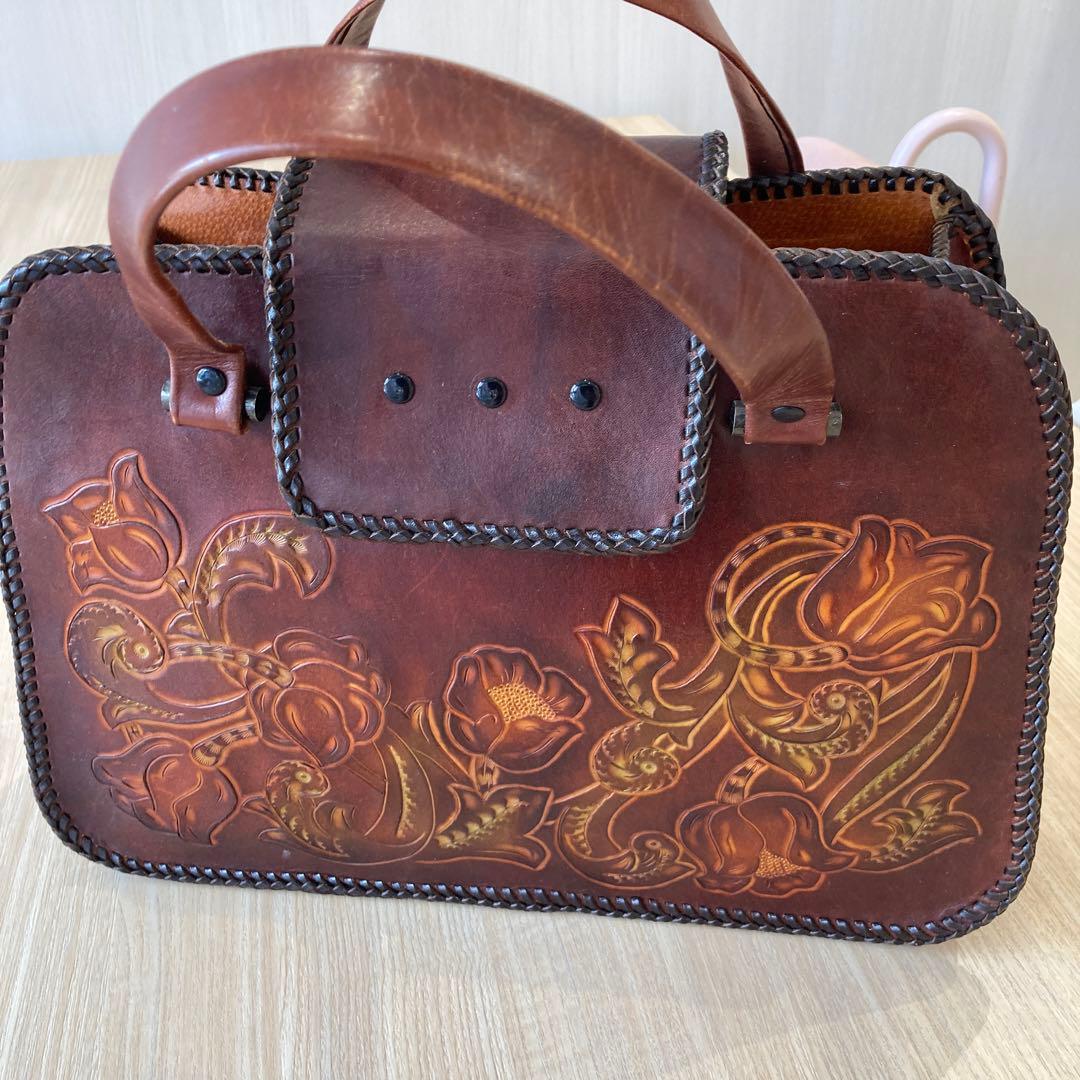 ハンドメイド　本皮　レザークラフト　バッグ