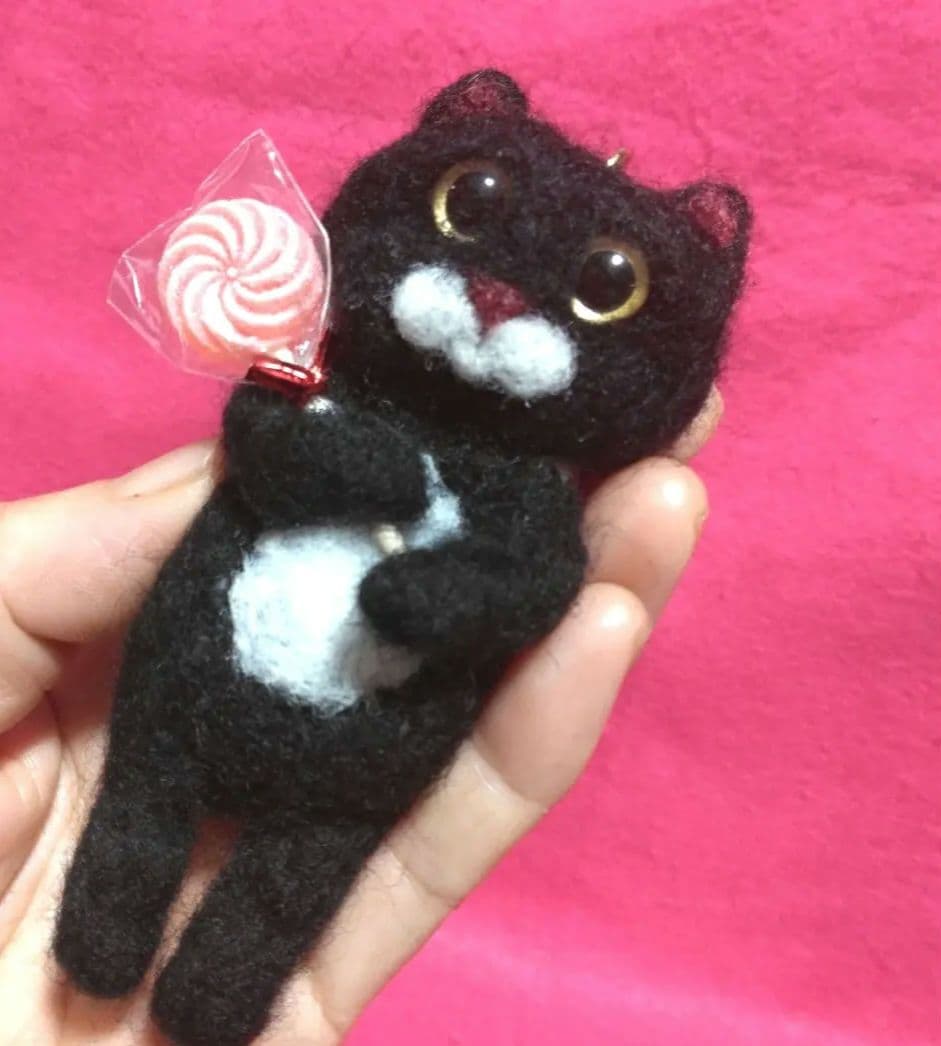 ＊にゃんこ＊黒猫のチャーム＊羊毛フェルトハンドメイド
