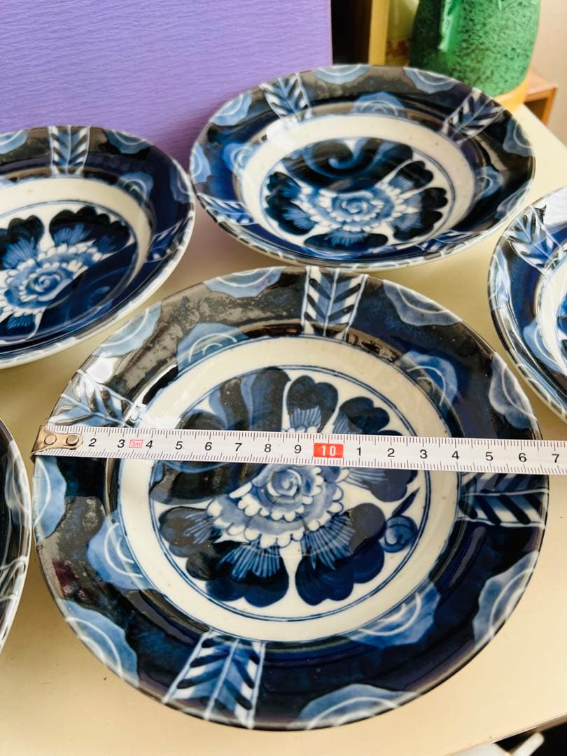 玄昌窯　藍牡丹　中鉢　5客　セット　新品