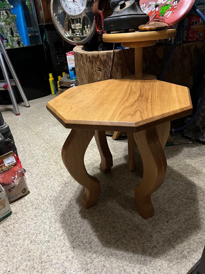 ケヤキテーブル、サイドテーブル、コーヒーテーブル、飾り台、猫脚テーブル 天然木台