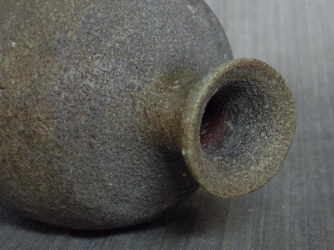 未使用★大森礼二★備前≪窯変黒≫徳利★胡麻★初窯