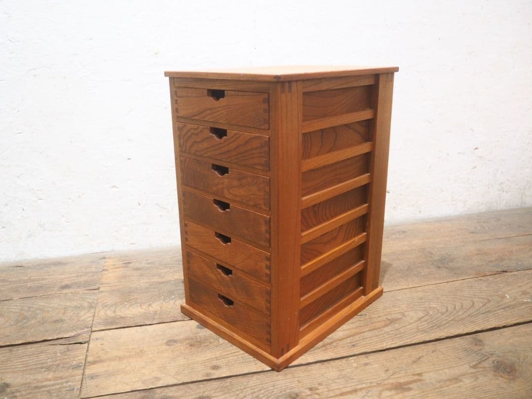 1245　①ケヤキの小引き出し　収納棚　書類ケース　展示台　ラック　インテリア