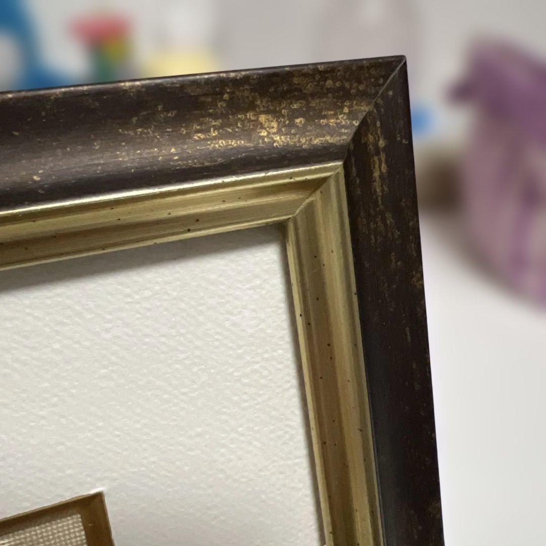 ハンドメイド極小刺繍プチポアン 額装品（正方形18.3cm）気品あるバラのミニ額