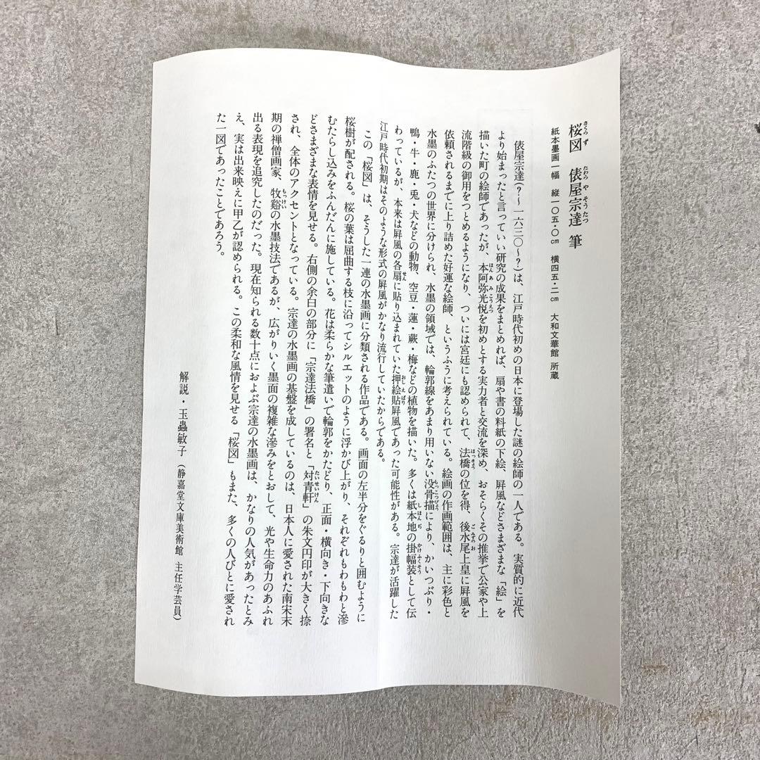 掛軸 俵屋宗達 桜図 木箱 複製画 工芸 水墨画 花 春 5-29
