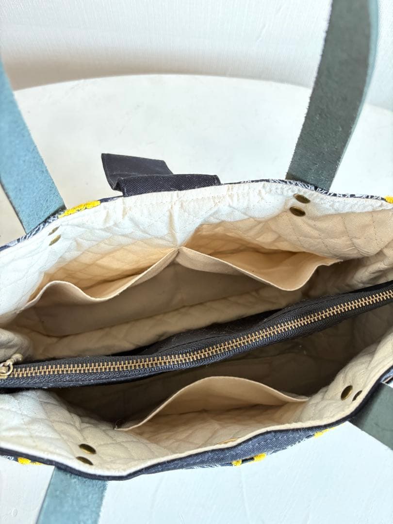 トートバック　ミモザ柄