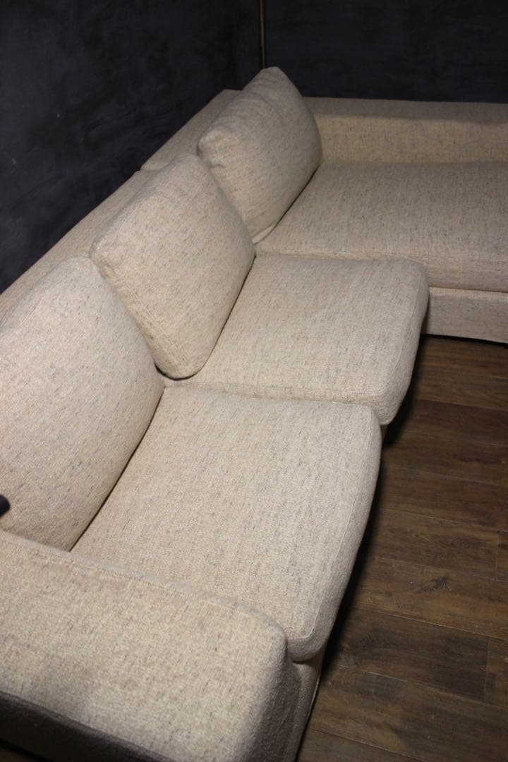 首都圏送無料〜Mussi Italy60万総フェザー大型コーナーソファ　ベージュ