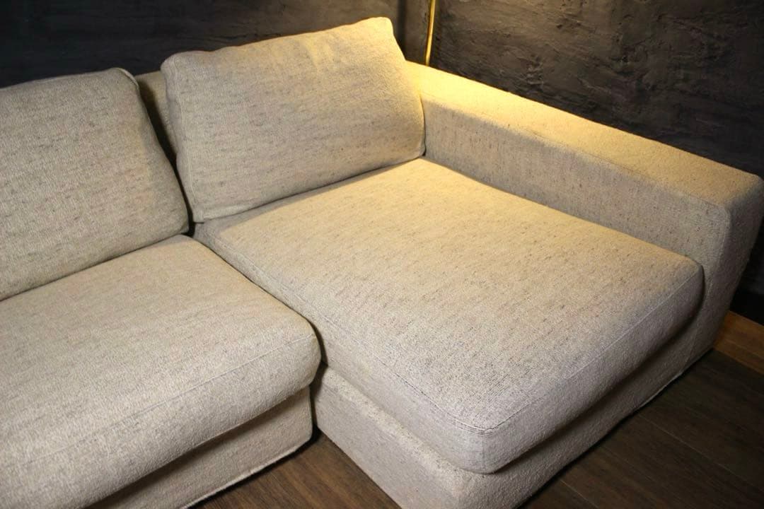 首都圏送無料〜Mussi Italy60万総フェザー大型コーナーソファ　ベージュ