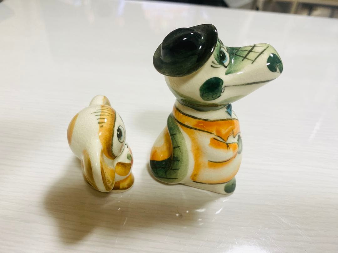 希少品　チェブラーシカ　ゲーナ　陶器製ミニチュアフィギュアセット