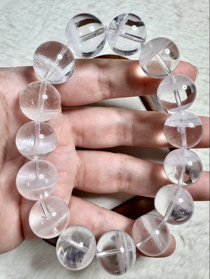 Crystal上質 大玉•ホワイトガーデンファントムクォーツ ブレスレット