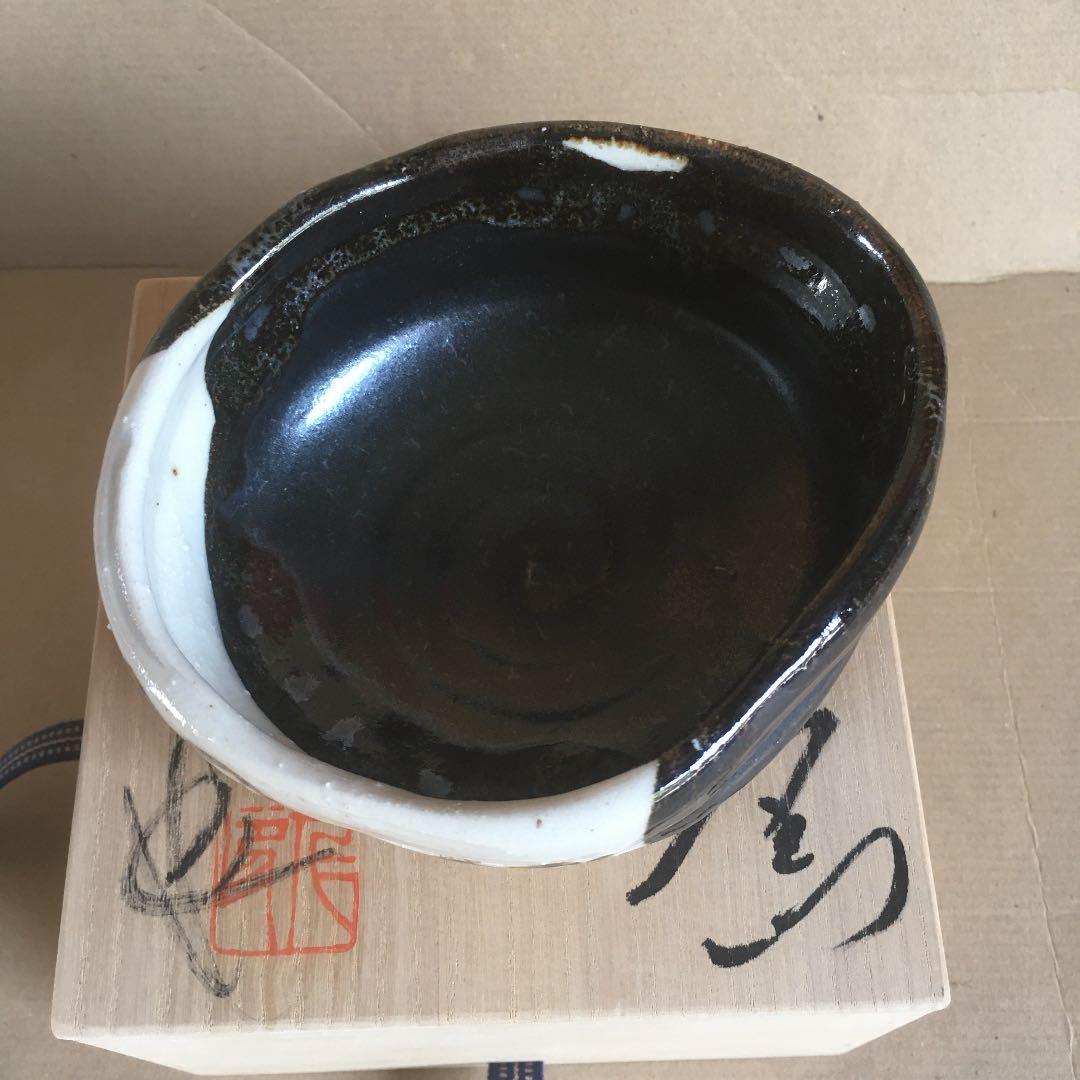 加藤仁　黒織部　抹茶茶碗