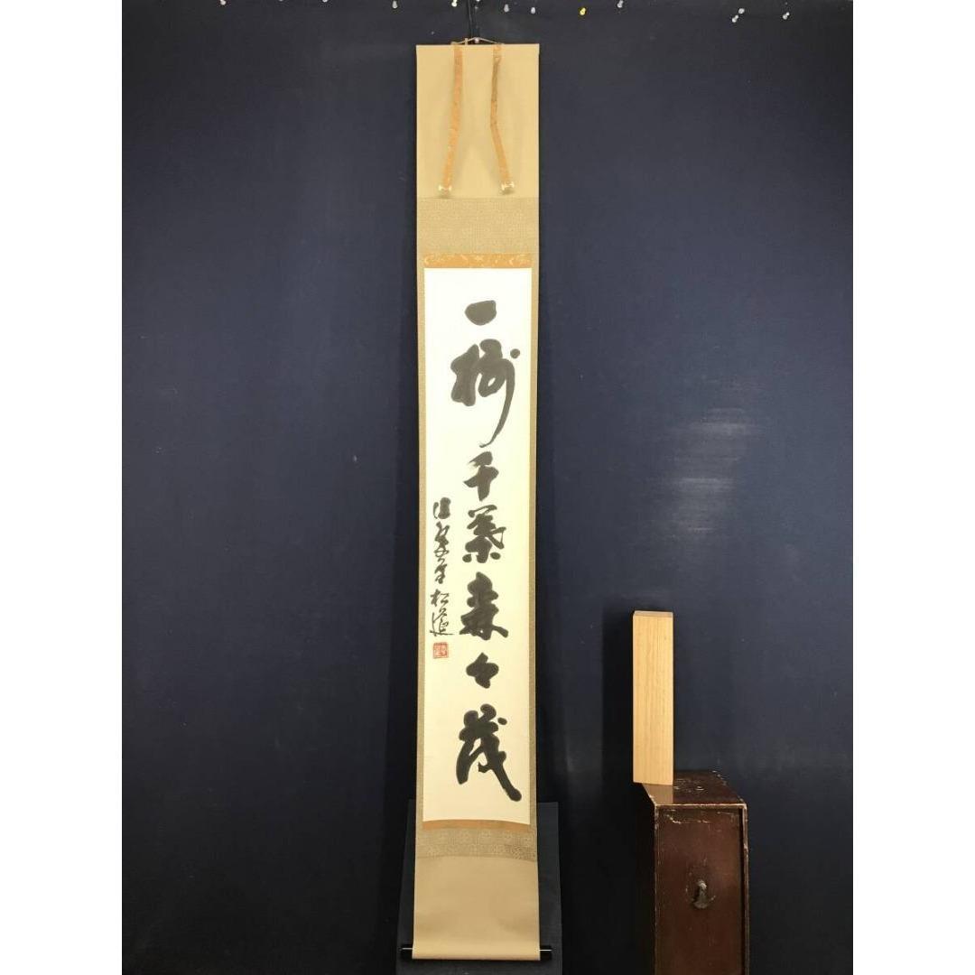 真作/松延/一行書/一樹千葉来々茂/茶道具/茶掛/禅語/掛軸☆宝船☆AK-753