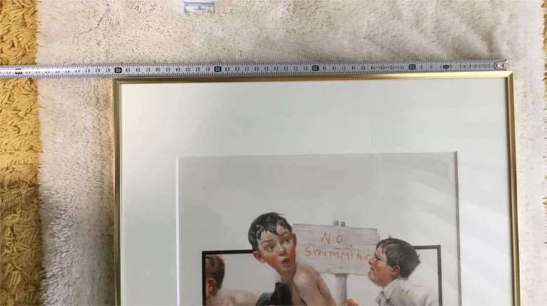 ノーマンロックウェル　遊泳禁止　ポスター　絵画　額