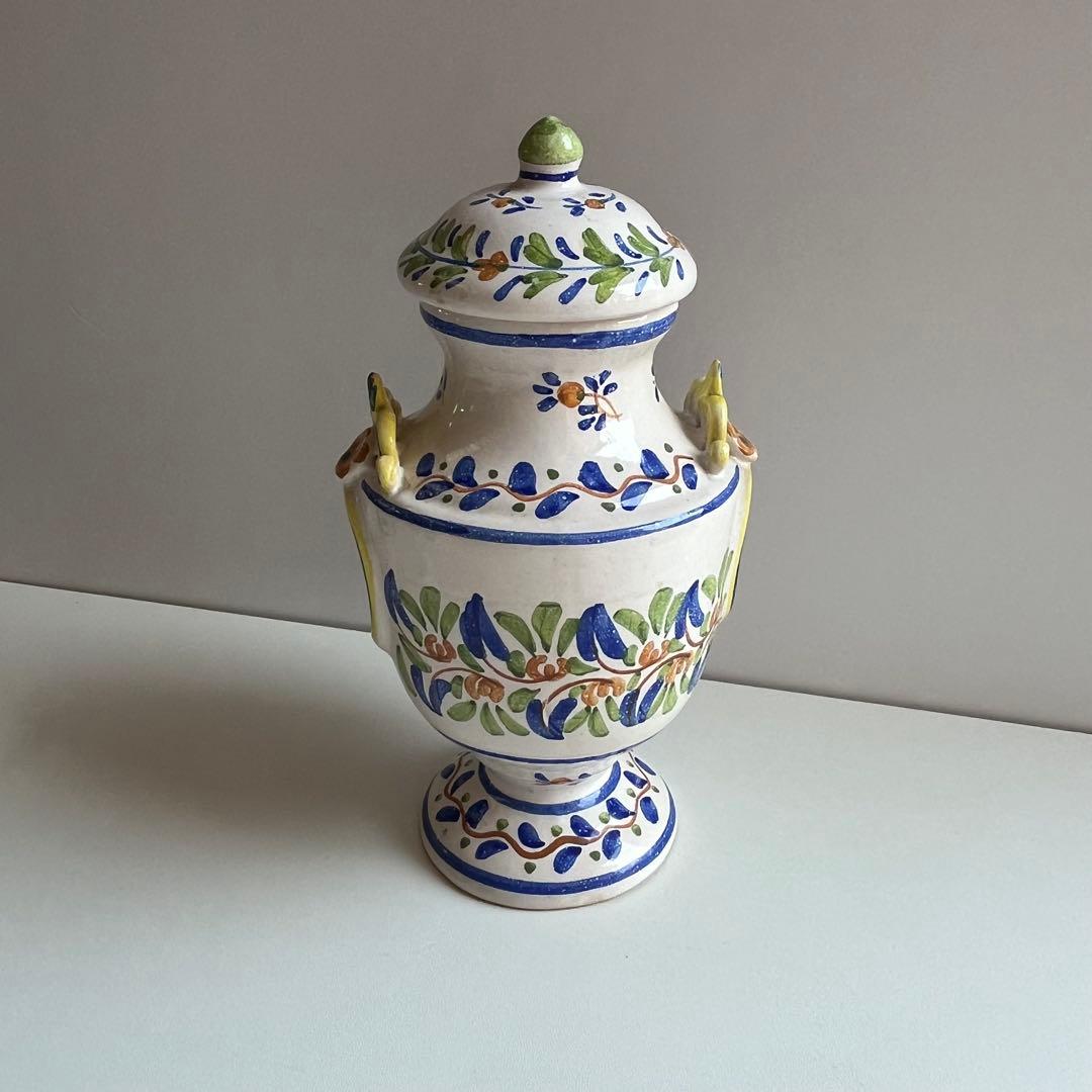 スペイン製　蓋付き　陶器　壺