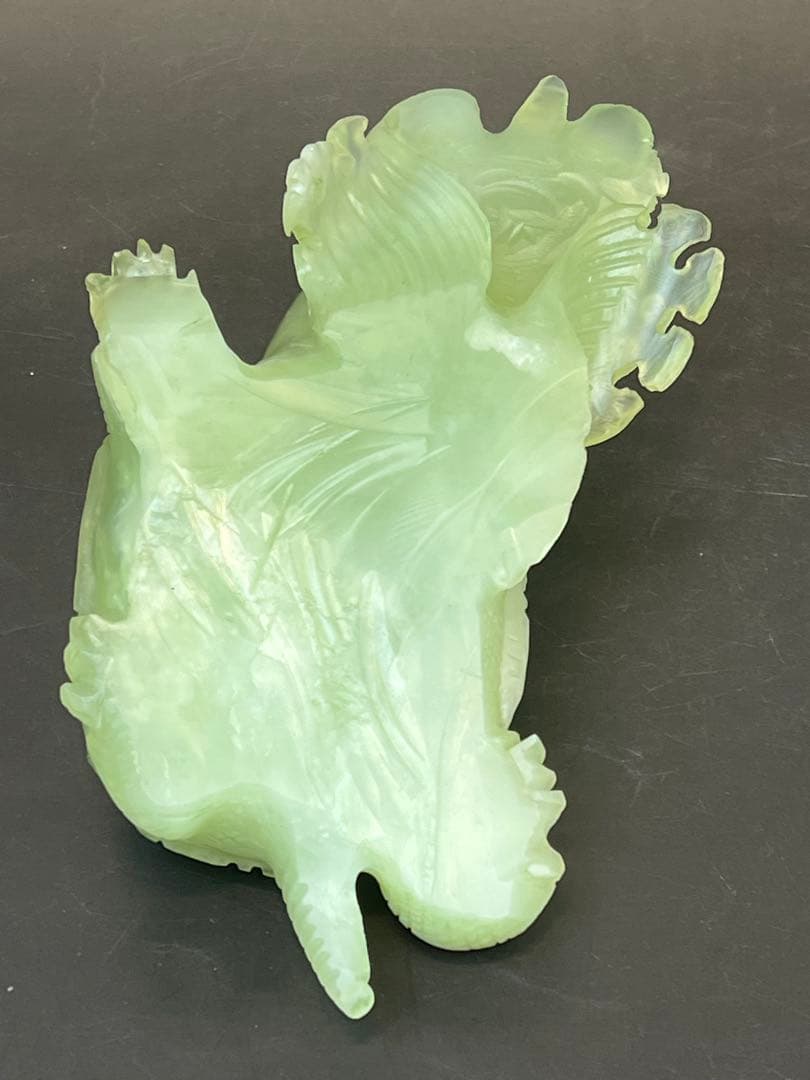 ［美品］翡翠亀　横19cm台付き　送料込み