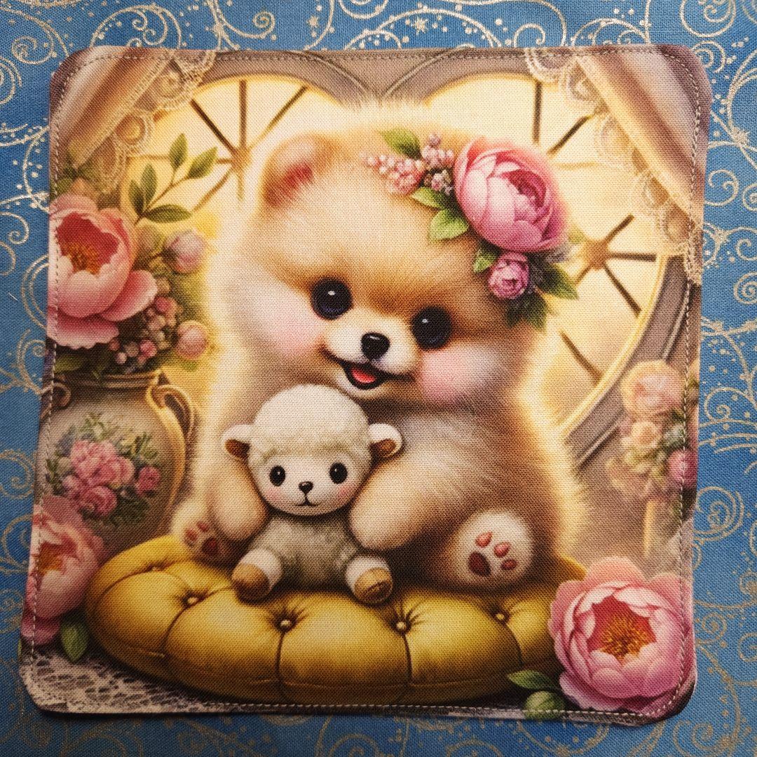 yourelia　4重ハンカチ　ポメラニアンちゃん柄　18枚