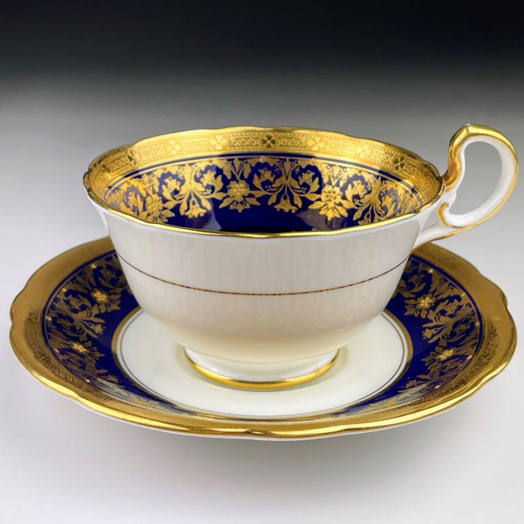 【美品】エインズレイ コバルト地 金彩 ティーカップ＆ソーサー 金盛り イギリス