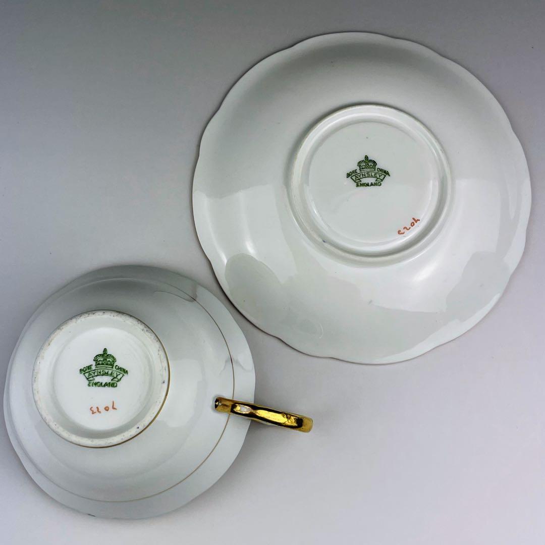 【美品】エインズレイ コバルト地 金彩 ティーカップ＆ソーサー 金盛り イギリス