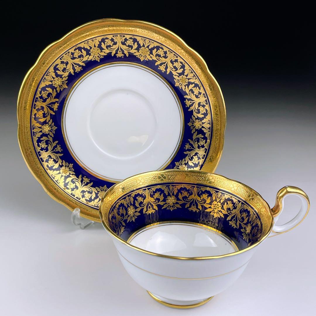 【美品】エインズレイ コバルト地 金彩 ティーカップ＆ソーサー 金盛り イギリス