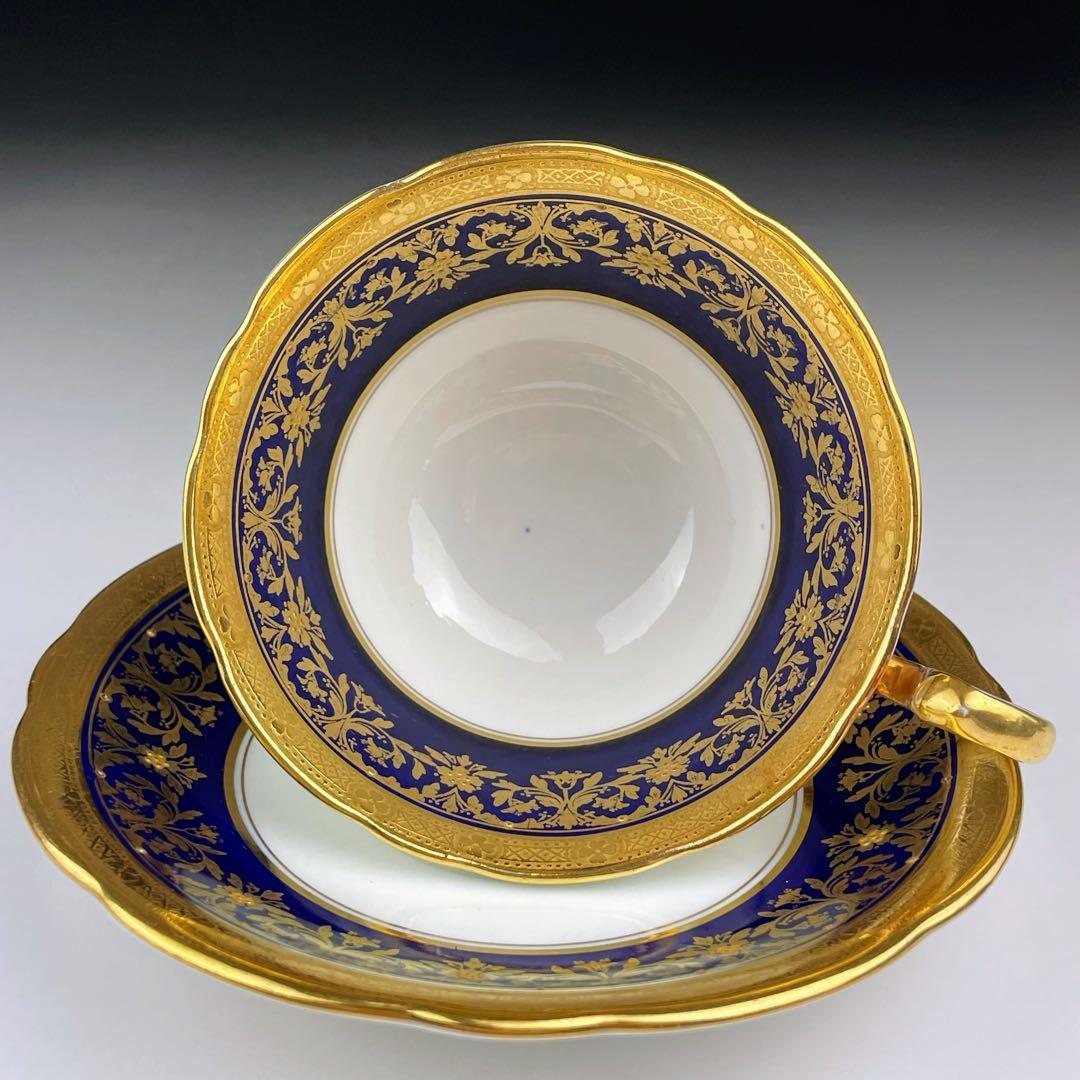 【美品】エインズレイ コバルト地 金彩 ティーカップ＆ソーサー 金盛り イギリス