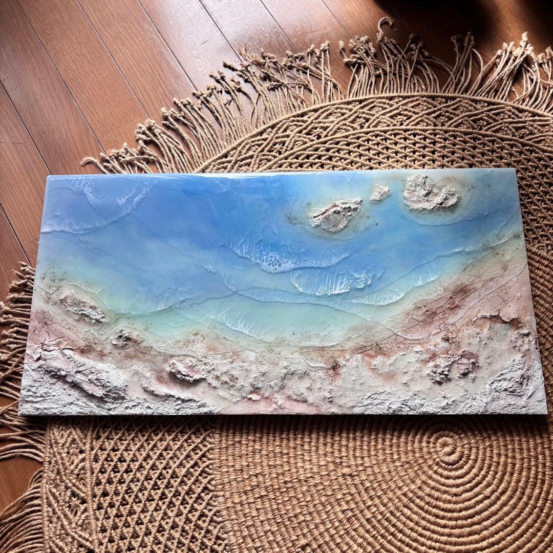 オーシャンレジンアート／テクスチャーアート×レジンアート／30×40cm