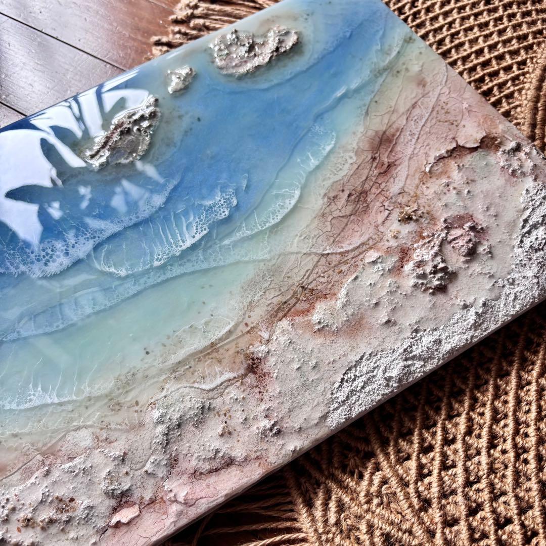 オーシャンレジンアート／テクスチャーアート×レジンアート／30×40cm