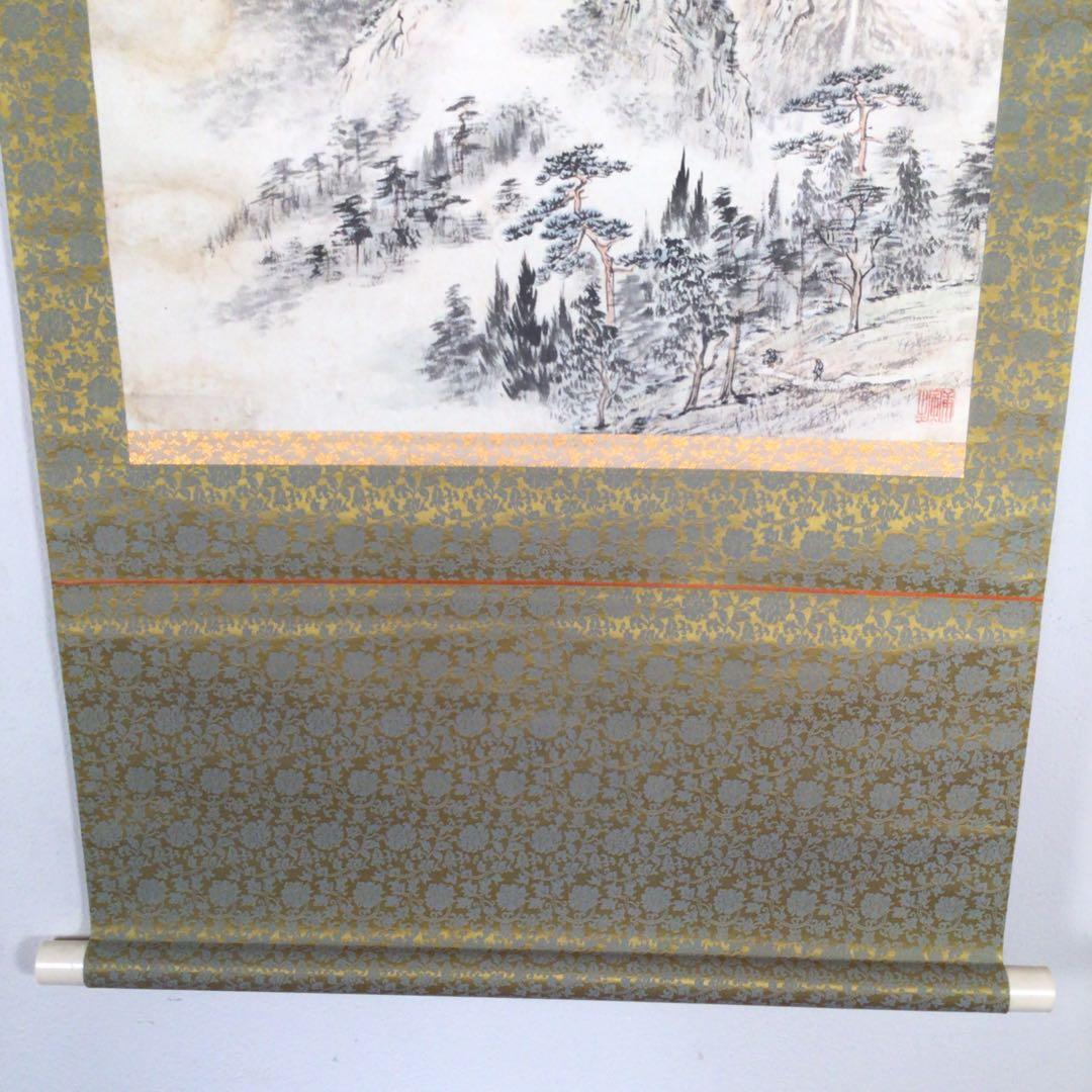 No3389掛軸　矢野橋村(橋邨)  山水画賛　紙本　南画家　中国美術　送料無料