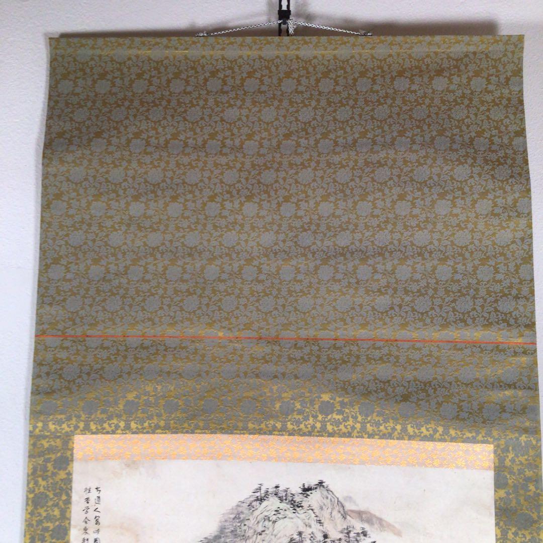 No3389掛軸　矢野橋村(橋邨)  山水画賛　紙本　南画家　中国美術　送料無料