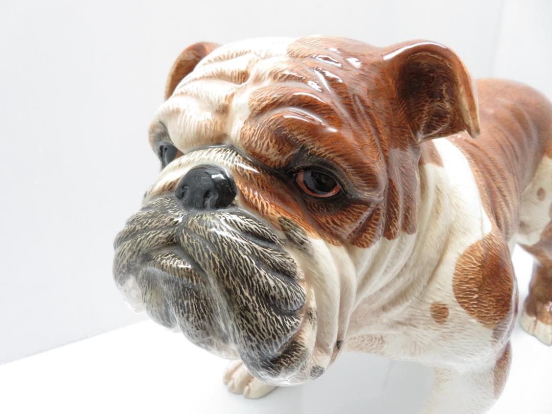 ブルドッグ 犬 置物 オブジェ 陶器製 大型 全長49cm 全高29.5cm