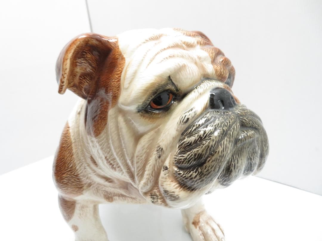 ブルドッグ 犬 置物 オブジェ 陶器製 大型 全長49cm 全高29.5cm