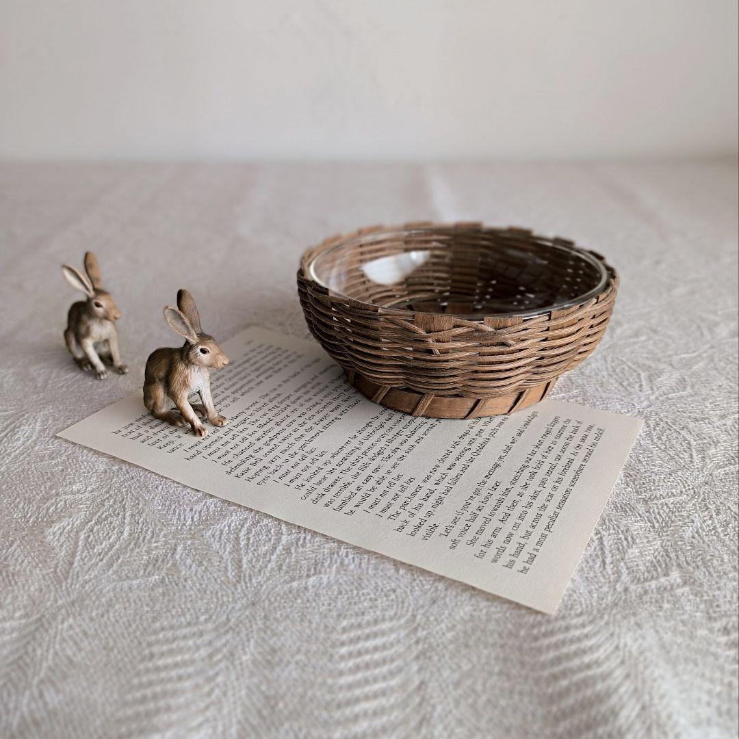 * old vintage ❀ カゴ付き 硝子ボウル from Germany