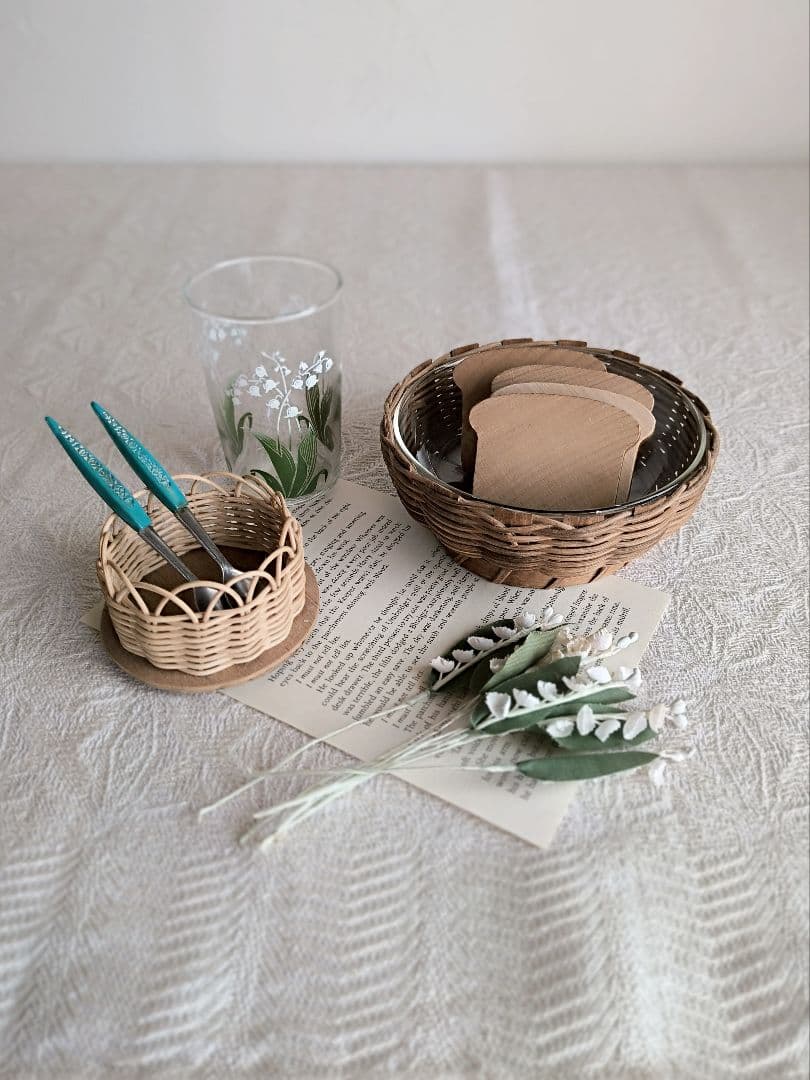 * old vintage ❀ カゴ付き 硝子ボウル from Germany