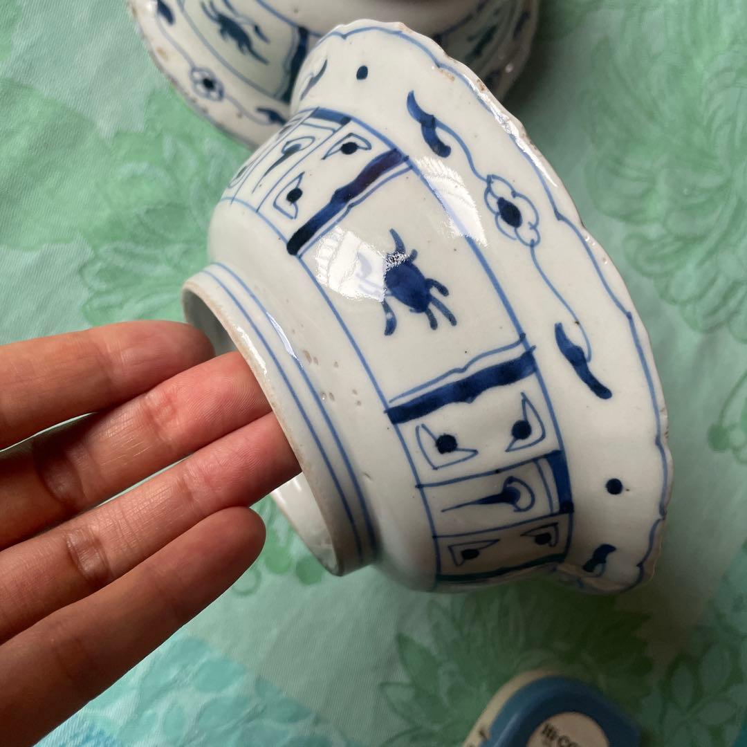 古伊万里　芭蕉　染付　膾皿　2客