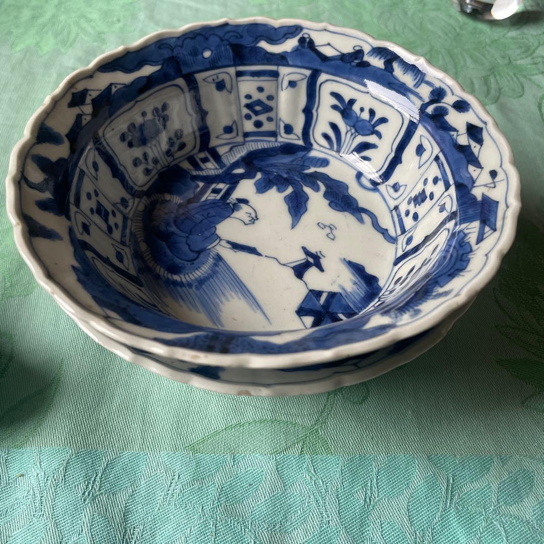 古伊万里　芭蕉　染付　膾皿　2客