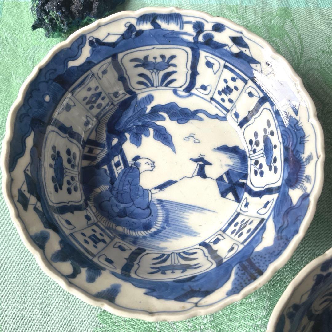 古伊万里　芭蕉　染付　膾皿　2客