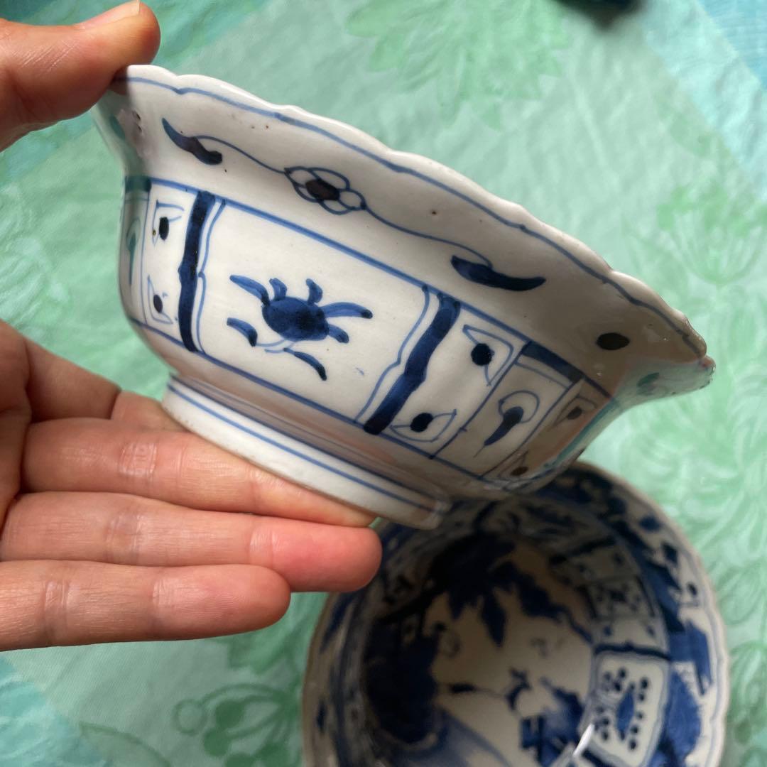 古伊万里　芭蕉　染付　膾皿　2客