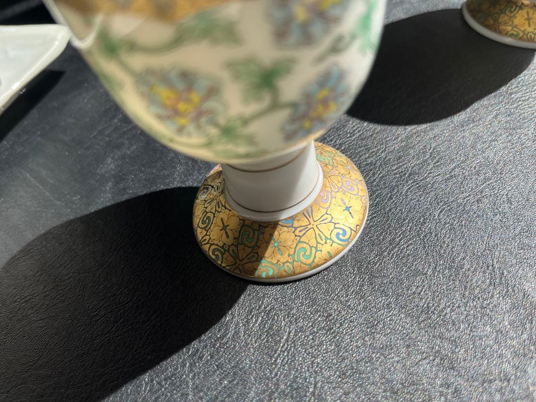 庫山窯　御物紋　米市金襴　ペアワインカップ