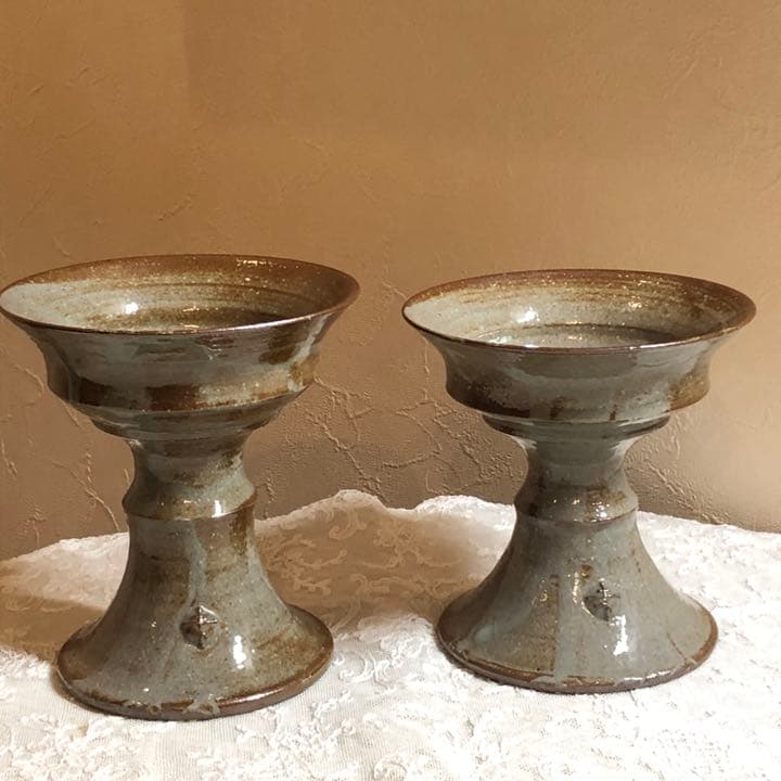 高杯 高台 デザート皿 花器 デザート皿 キャンドルスタンド 燭台 陶器 作家物