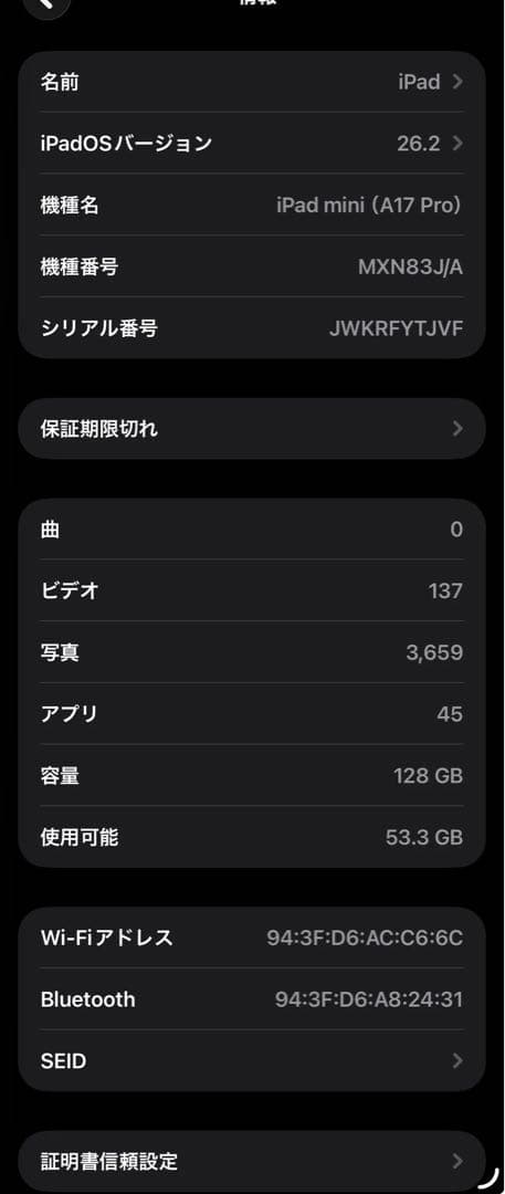 iPadmini 第7世代　A17pro 128GB シルバー