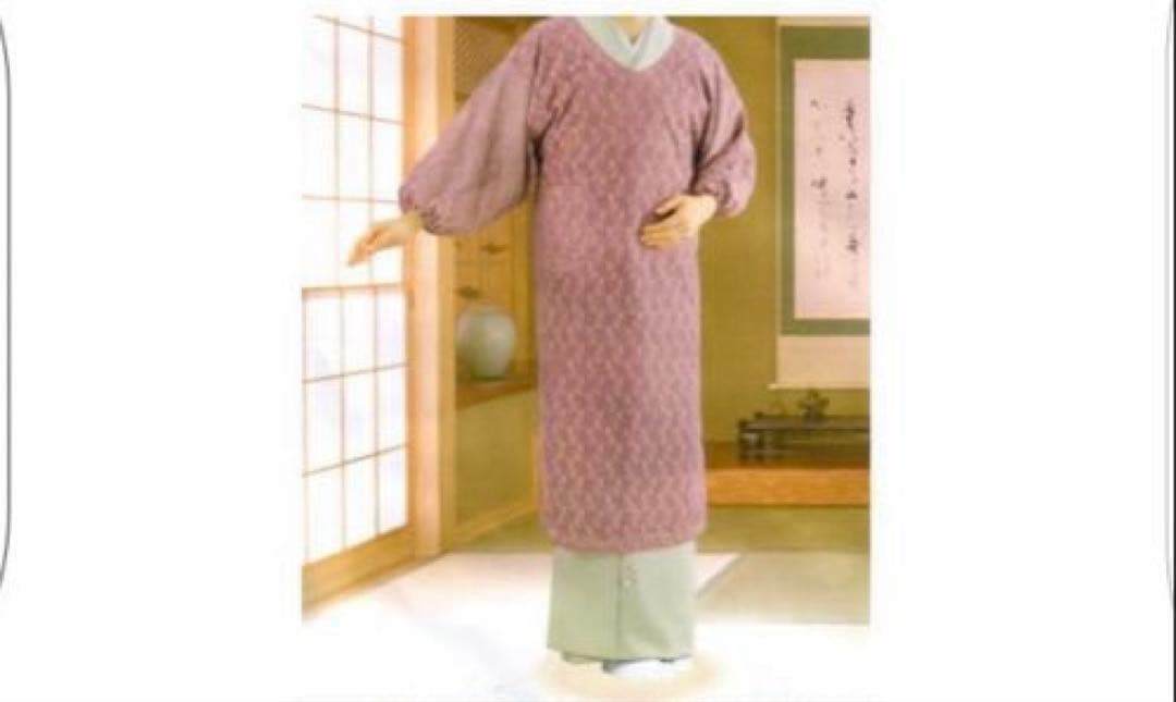 新品　極美品　茶道　割烹着　水屋エプロン　和装レースエプロン　ロング丈　フリー