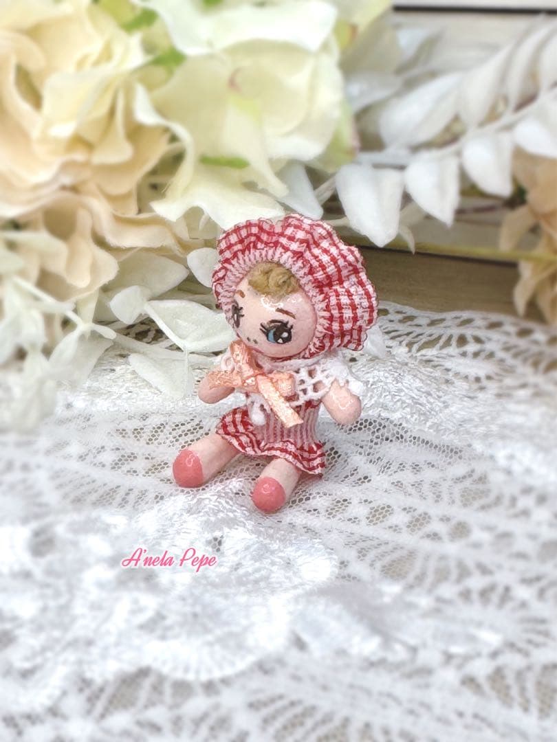 ピンクのBabyクマちゃんぬいぐるみ☆ハンドメイド☆文化人形ちゃんと一緒