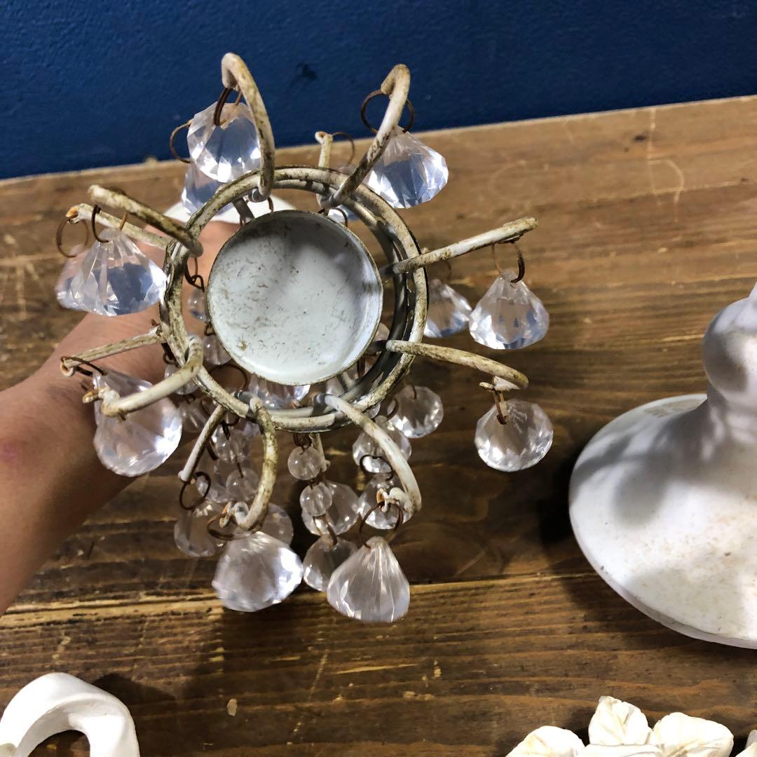 シャビーシック　壁掛けインテリア　リボン　バラ　キャンドルホルダー　キラキラ