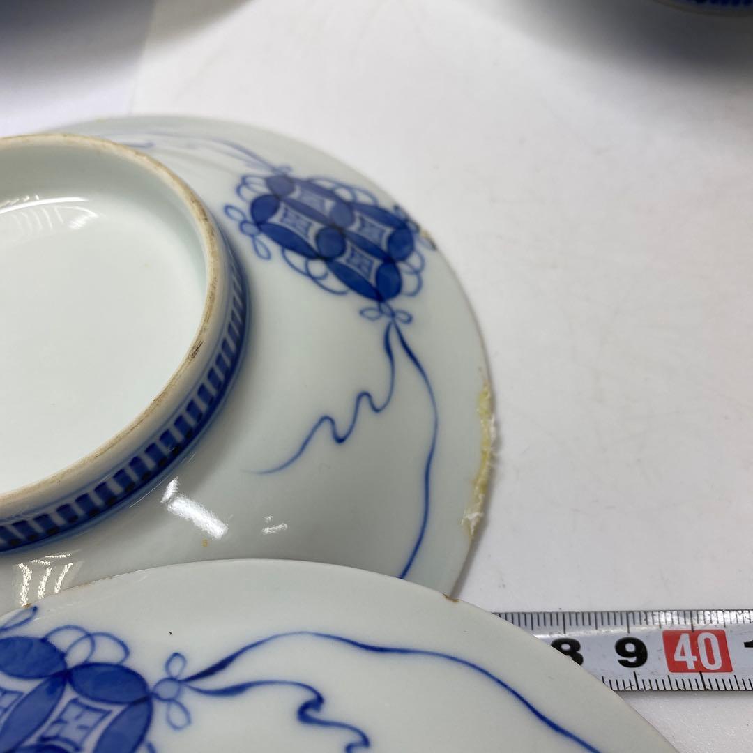 時代　色鍋島　中皿5枚　直径15.5㎝　木箱付　東さ7-0323①