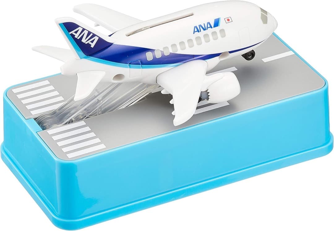 美品新品未開封！希少です。飛行機貯金箱 ANA Ver タイヤの収納が綺麗！